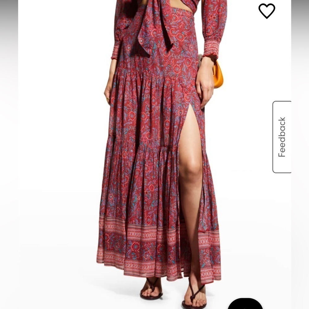 VERONICAs BEARD Serence Floral Print Jacquard Maxi Skirt high slit tiered large